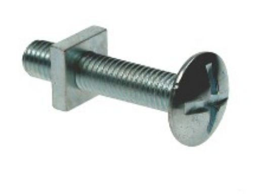 Picture of M6 X 40 Mushroom Head Roofing Bolt BZP