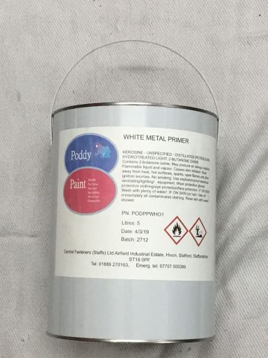 Picture of Poddy Paint White Metal Primer Paint 5ltr 9010