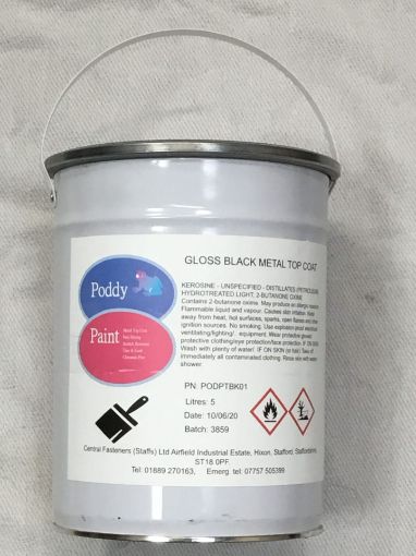 Picture of Poddy Paint RAL9005 Gloss Black Metal Top Coat Paint 5ltr