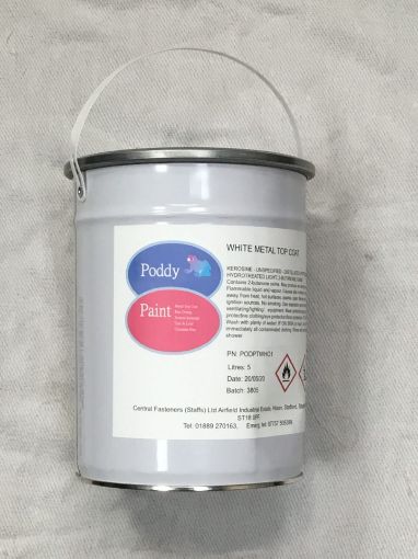 Picture of Poddy Paint White Metal Top Coat Paint 5ltrs 9003