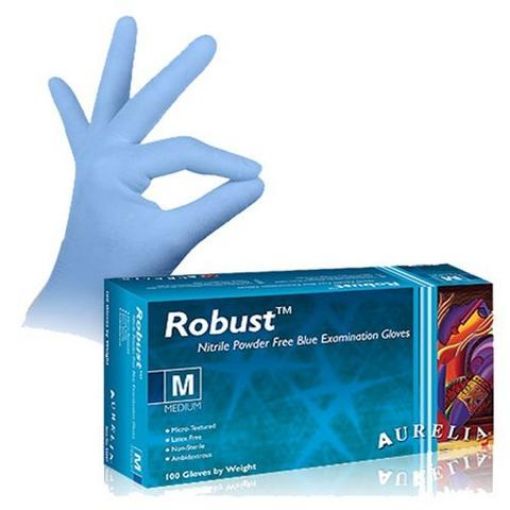 Picture of Robust Blue Powder Free Nitrile Gloves (L) Powder Free Nitrile 4.5mil Gloves