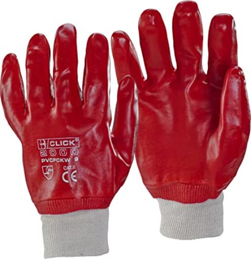 Picture of Click 2000 Red PVC Knitted Wrist Gloves Size 10