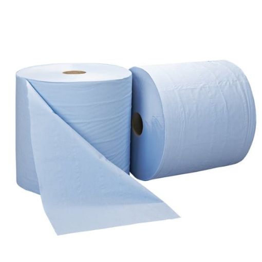 Picture of Industrial Stregnth 2ply Blue Paper Rolls 1000 Sheets