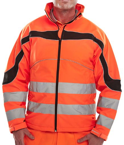 Picture of B Seen Eton Hi Vis Orange Soft Shell Jacket - L