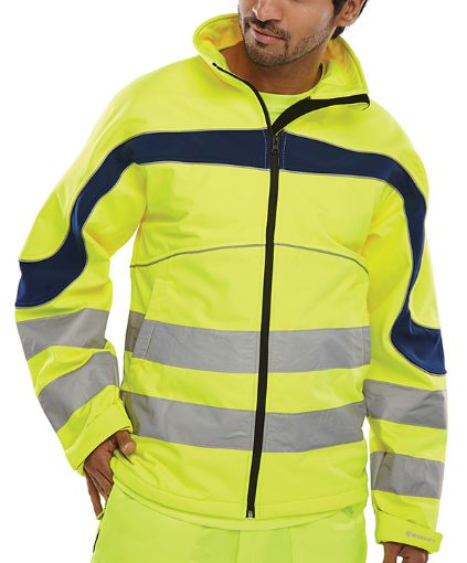 Picture of B Seen Eton Hi Vis Yellow Soft Shell Jacket - 2XL