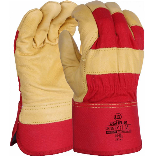 Picture of UCI Yellow Cow Hide Rigger Gloves