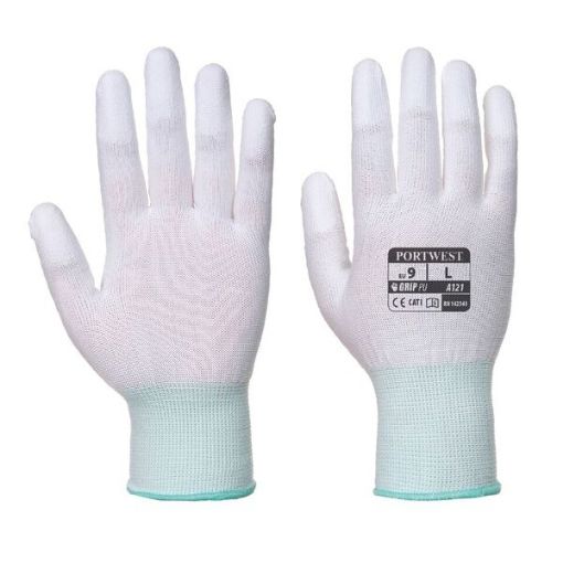 Picture of PU Nylon Precision Knitwrist White Gloves